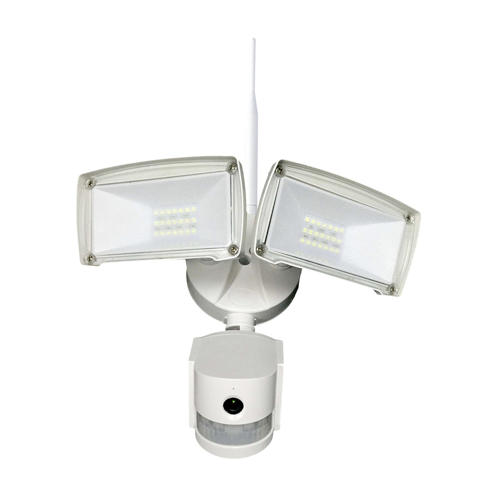 Smart Twin LED Floodlight with PIR and IP Camera White Body - ENER-J Smart Home