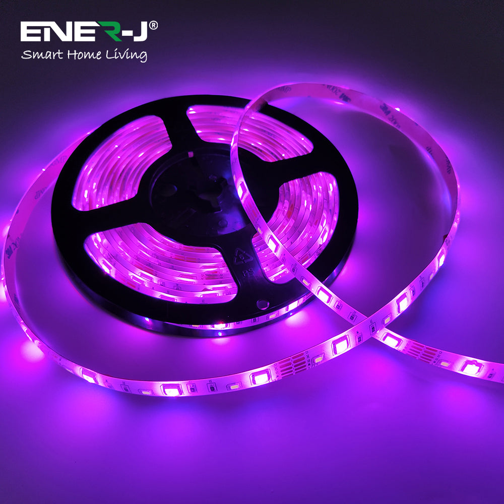 5 Meters Smart Wi-Fi RGB Colour Changing LED Strip Kit, Dimmable, IP20, for Bedroom Ceiling Party Decoration with Remote and Plug