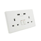 ENERJ 13A Smart WiFi Twin Wall Sockets With 2 USB Ports App remote control (White) - ENER-J Smart Home