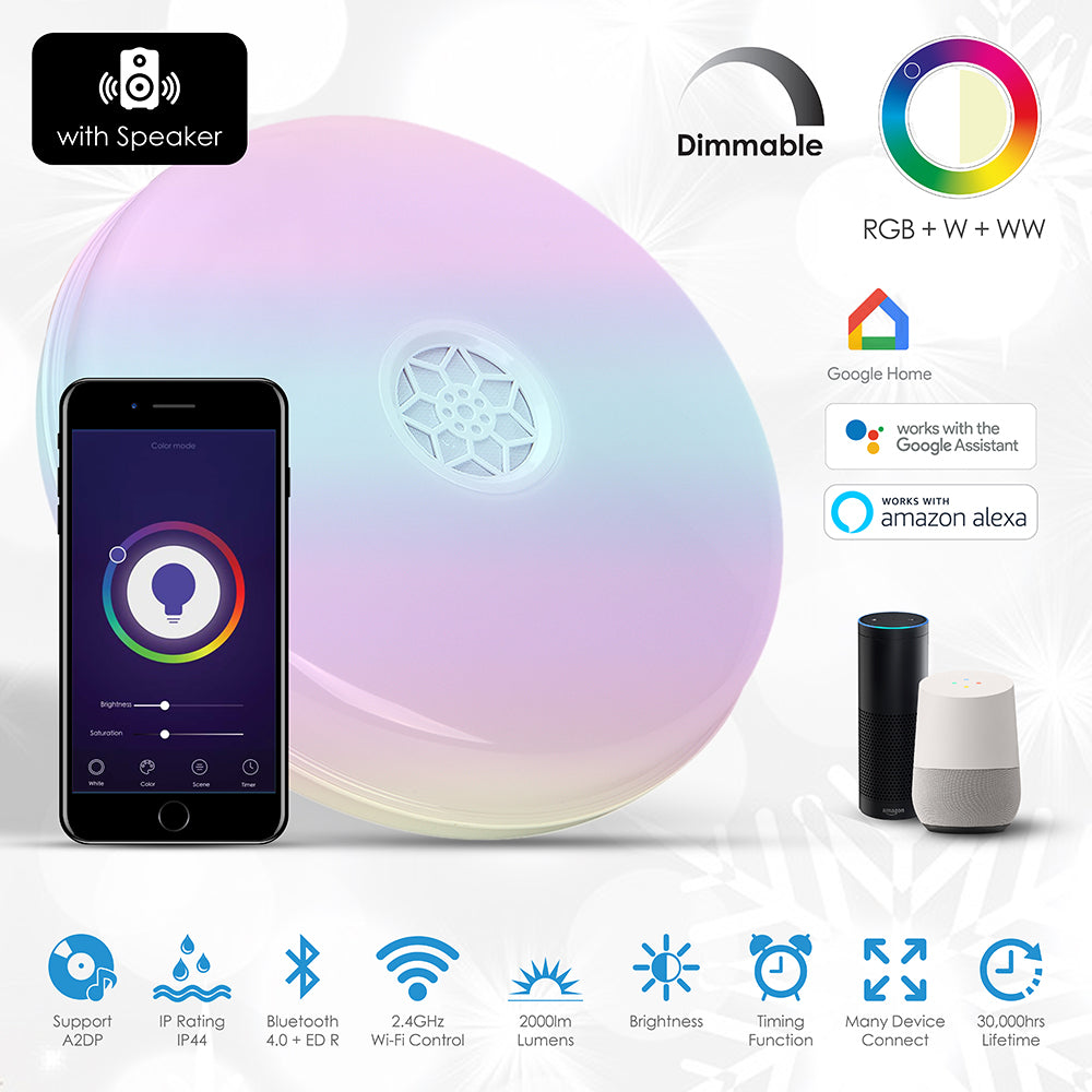 24W Smart WiFi RGB LED Ceiling Lamp with Speaker