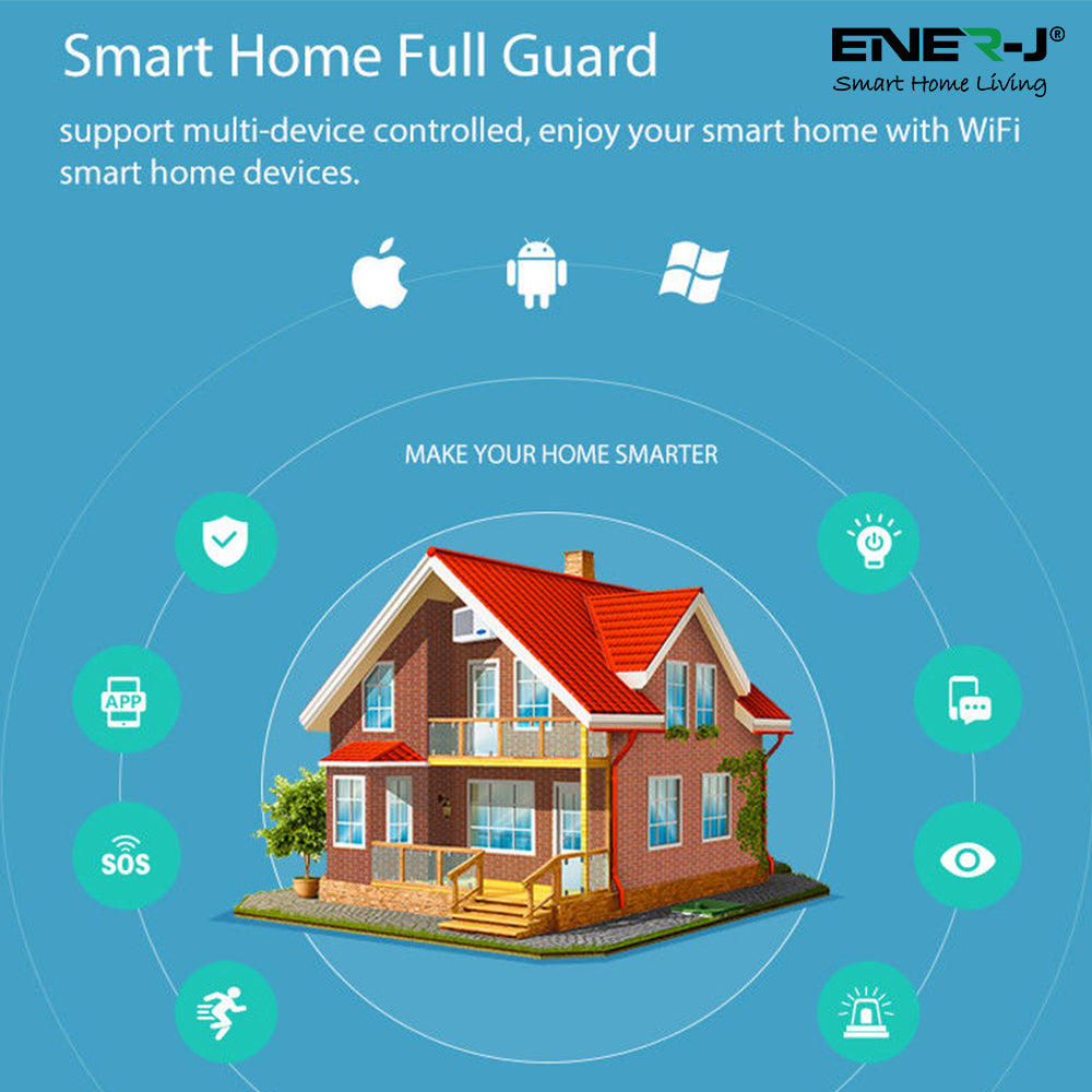 Smart Wireless WIFI PIR Motion Sensor Detector Home Alarm System, Works with ENERJSMART App, Remote Motion Detection