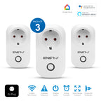 Pack of 3 Wi-Fi Smart Plug EU Outlet with Energy Monitoring, Works with Amazon Alexa, Google Home, Wireless Smart Socket Remote Control Timer Plug Switch, No Hub Required. Max Load 1600W | Pack of 3