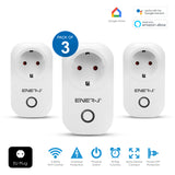 Pack of 3 Wi-Fi Smart Plug EU Outlet with Energy Monitoring, Works with Amazon Alexa, Google Home, Wireless Smart Socket Remote Control Timer Plug Switch, No Hub Required. Max Load 1600W