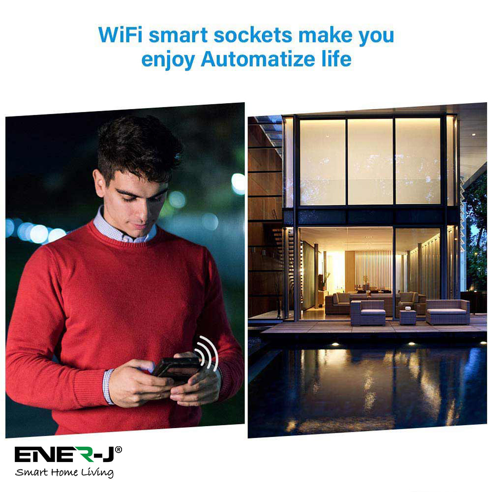 Pack of 3 Wi-Fi Smart Plug EU Outlet with Energy Monitoring, Works with Amazon Alexa, Google Home, Wireless Smart Socket Remote Control Timer Plug Switch, No Hub Required. Max Load 1600W | Pack of 3