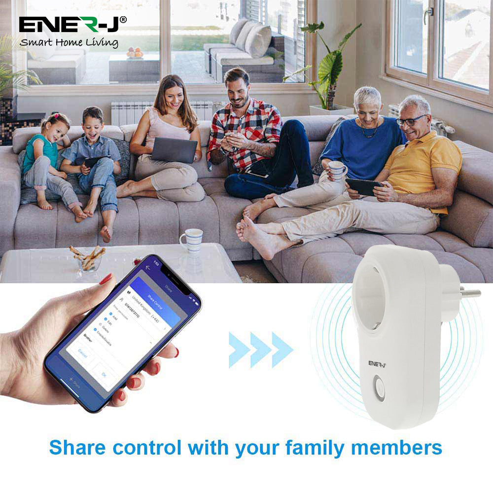 1600W Max Load WiFi Smart EU Plug with Energy Monitor, Smart Socket Works with Amazon Alexa & Google Home, With Energy Monitoring, APP & Voice Control