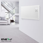 Ener-J 2000W Smart Electric Heater with White Tempered Glass, WiFi, App & Voice Control, Wall Mounted or Freestanding