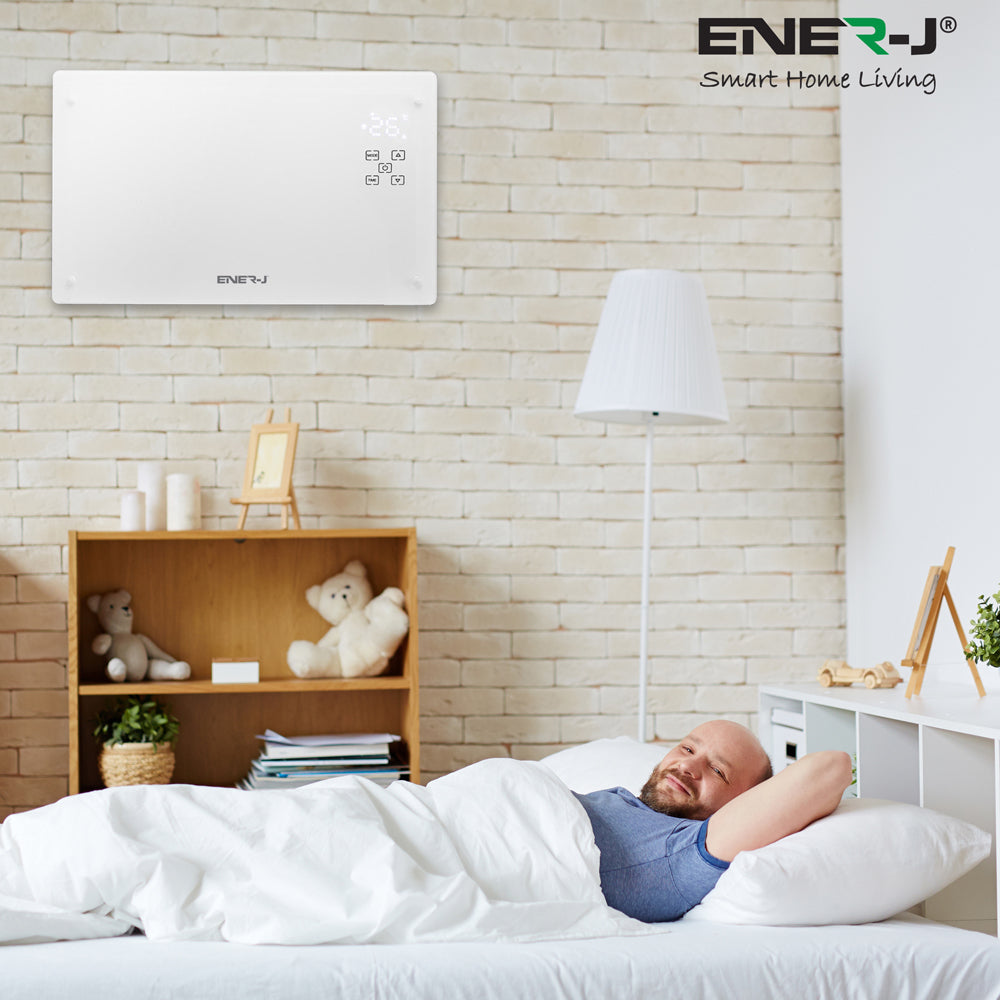 Ener-J 2000W Smart Electric Heater with White Tempered Glass, WiFi, App & Voice Control, Wall Mounted or Freestanding