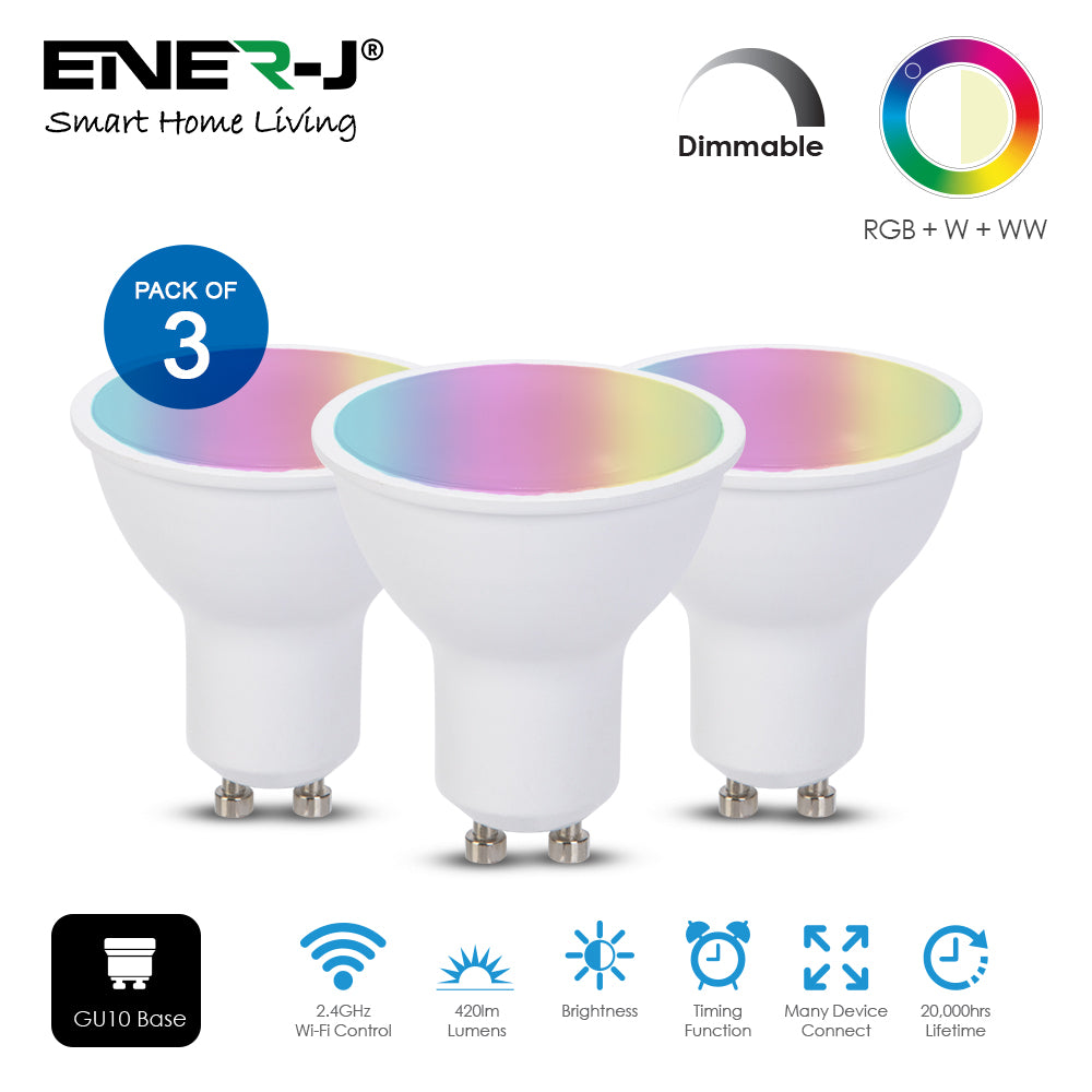 5W GU10 Smart LED WiFi Bulb, Dimmable, RGB & Tuneable Warm White to Cool White, Spotlight Bulbs, Compatible with Alexa & Google Home | Single Pack