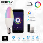 4.5W Smart Colour Changing Light Bulb E14 RGB CCT Colour Changing Bulbs,  Bluetooth APP Control LED Bulbs, WiFi Dimmable RGB and White Light, Mood Light for Room Decor & Party | Single pack