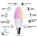 4.5W Smart Colour Changing Light Bulb E14 RGB CCT Colour Changing Bulbs,  Bluetooth APP Control LED Bulbs, WiFi Dimmable RGB and White Light, Mood Light for Room Decor & Party | Pack of 3
