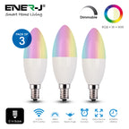4.5W Smart Colour Changing Light Bulb E14 RGB CCT Colour Changing Bulbs,  Bluetooth APP Control LED Bulbs, WiFi Dimmable RGB and White Light, Mood Light for Room Decor & Party | Pack of 3