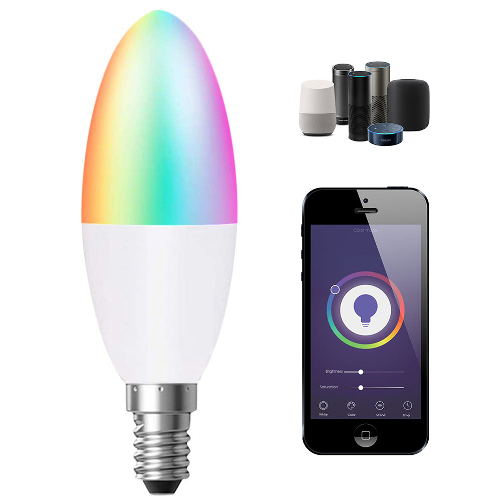 4.5W Smart Colour Changing Light Bulb E14 RGB CCT Colour Changing Bulbs,  Bluetooth APP Control LED Bulbs, WiFi Dimmable RGB and White Light, Mood Light for Room Decor & Party | Pack of 3