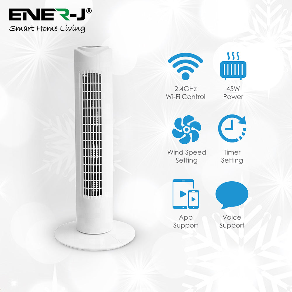 Smart Tower Fan, 32", 3 Speed Settings & Oscillation, APP & Voice Control