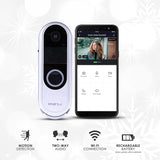 ENERJ Slim Wireless Video Door Bell Camera With 2 Way Audio Night Vision, PIR Sensor, 720P full HD display and a rechargeable battery - ENER-J Smart Home