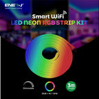 3 Meters Smart WiFi RGB LED Neon Strip Light 3M, Flexible IP65 Colour-Changing Ambient Lighting with Alexa/Google Control & Memory Function (12V, 30W)