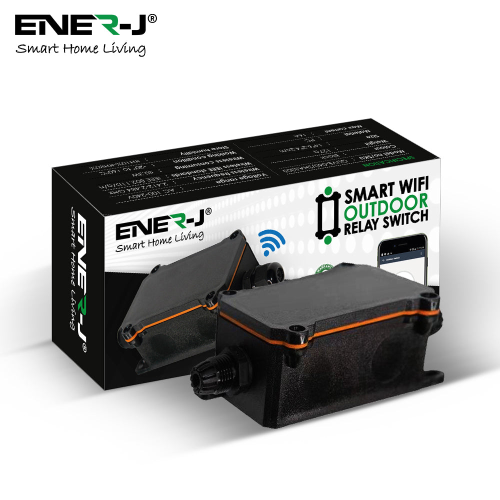 Smart WiFi Outdoor Relay Switch, In Line Switch, Black [Energy Class A+]