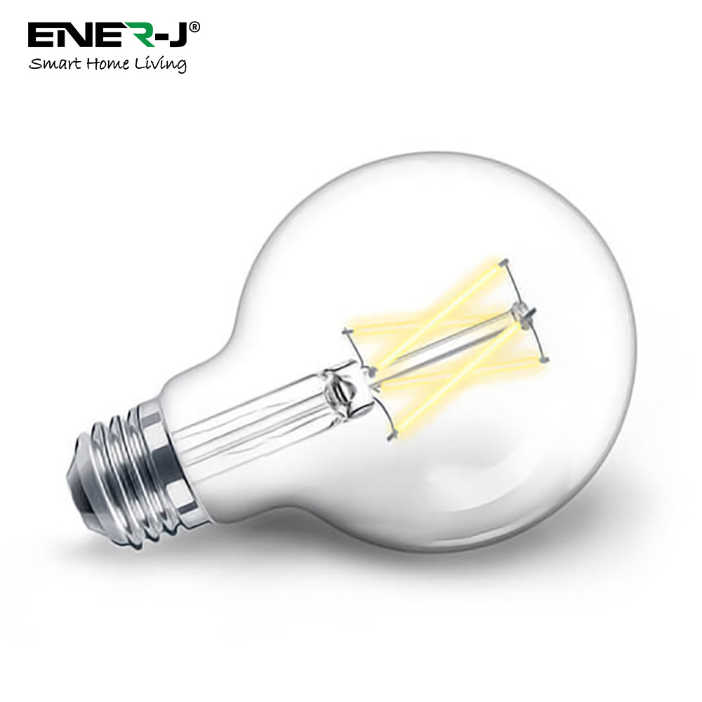Ener-J Smart WiFi E27 LED Filament Bulb, 806lm 8.5W Dimmable CCT Golden G95 Globe, Works with Alexa & Google Assistant | Pack of 3