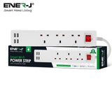 13A SMART Wi-Fi Power Strips with 3 Sockets & 4 USB, Individually control all 3 sockets and 4USB, Alexa and Google Home - ENER-J Smart Home