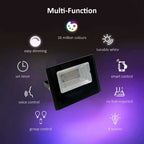 Ener-J Smart WiFi 16W RGB LED Floodlight, IP65 Weatherproof Outdoor Light with 1600lm Brightness, App & Voice Control (Alexa/Google), Timer & Custom Scenes via ENERJSMART