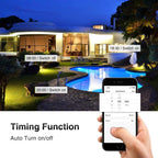 Ener-J Smart WiFi 16W RGB LED Floodlight, IP65 Weatherproof Outdoor Light with 1600lm Brightness, App & Voice Control (Alexa/Google), Timer & Custom Scenes via ENERJSMART
