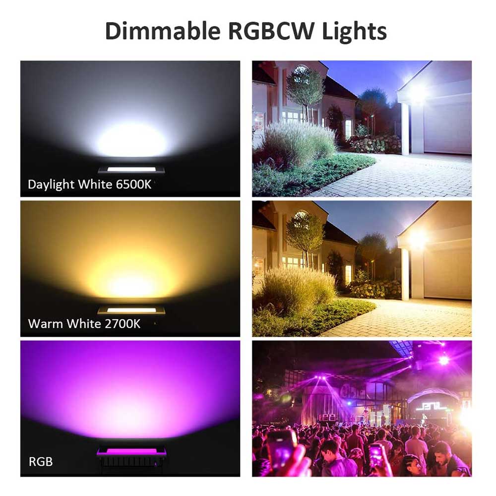 Ener-J Smart WiFi 16W RGB LED Floodlight, IP65 Weatherproof Outdoor Light with 1600lm Brightness, App & Voice Control (Alexa/Google), Timer & Custom Scenes via ENERJSMART