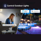 Ener-J Smart WiFi 16W RGB LED Floodlight, IP65 Weatherproof Outdoor Light with 1600lm Brightness, App & Voice Control (Alexa/Google), Timer & Custom Scenes via ENERJSMART