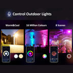 Ener-J Smart WiFi 16W RGB LED Floodlight, IP65 Weatherproof Outdoor Light with 1600lm Brightness, App & Voice Control (Alexa/Google), Timer & Custom Scenes via ENERJSMART