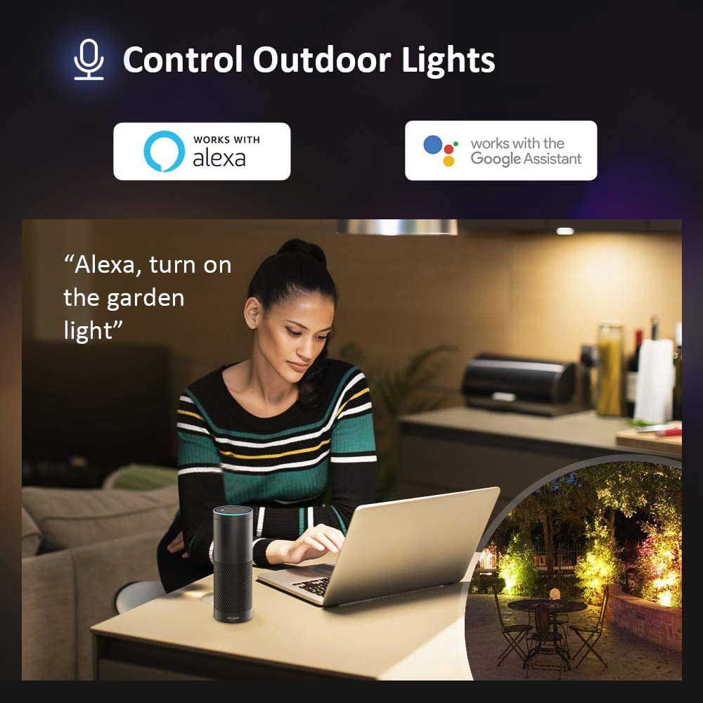 Ener-J Smart WiFi 16W RGB LED Floodlight, IP65 Weatherproof Outdoor Light with 1600lm Brightness, App & Voice Control (Alexa/Google), Timer & Custom Scenes via ENERJSMART