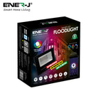 Ener-J Smart WiFi 16W RGB LED Floodlight, IP65 Weatherproof Outdoor Light with 1600lm Brightness, App & Voice Control (Alexa/Google), Timer & Custom Scenes via ENERJSMART
