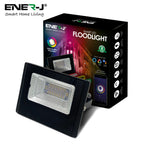 Ener-J Smart WiFi 16W RGB LED Floodlight, IP65 Weatherproof Outdoor Light with 1600lm Brightness, App & Voice Control (Alexa/Google), Timer & Custom Scenes via ENERJSMART