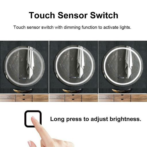 70 cms Round Bathroom Mirror with Bluetooth Speaker, LED Lights Illuminated Wall Mount Light-Up CCT Changing, Dimmable Touch Switch Horizontal/Vertical