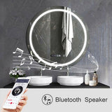 70 cms Round Bathroom Mirror with Bluetooth Speaker, LED Lights Illuminated Wall Mount Light-Up CCT Changing, Dimmable Touch Switch Horizontal/Vertical