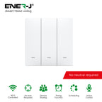 EnerJ 3 Gang Smart WiFi Push Button Light Switch White, No Neutral Required, LED Indicator, App & Voice Control (Alexa, Google, Siri)