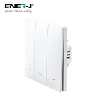 EnerJ 3 Gang Smart WiFi Push Button Light Switch White, No Neutral Required, LED Indicator, App & Voice Control (Alexa, Google, Siri)
