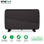Ener-J 2000W Smart WiFi Electric Radiator – Energy Efficient Wall Mounted Heater with Alexa & Google Voice Control - Black
