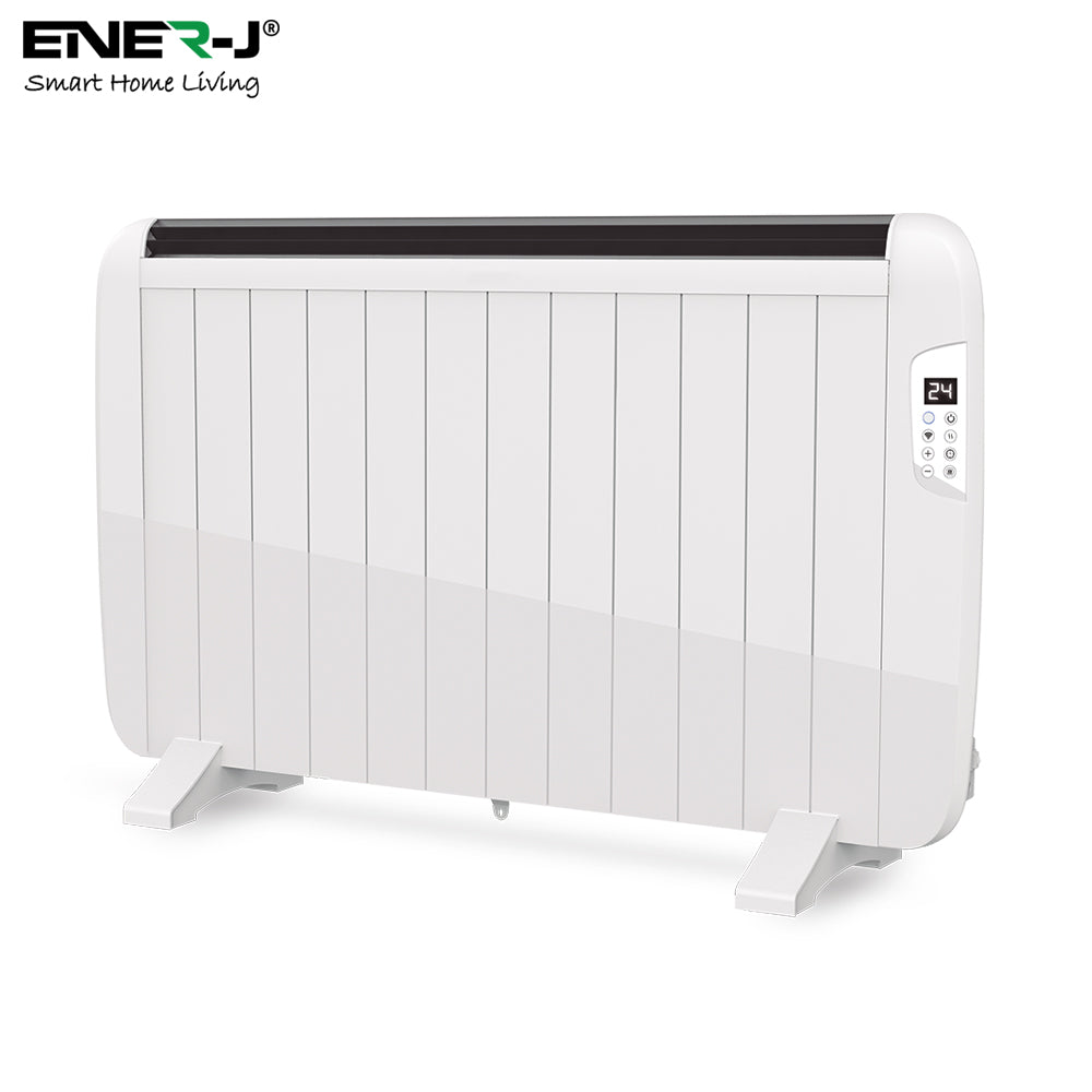 Ener-J 2000W Smart WiFi Electric Radiator – Energy Efficient Wall Mounted Heater with Alexa & Google Voice Control - Black