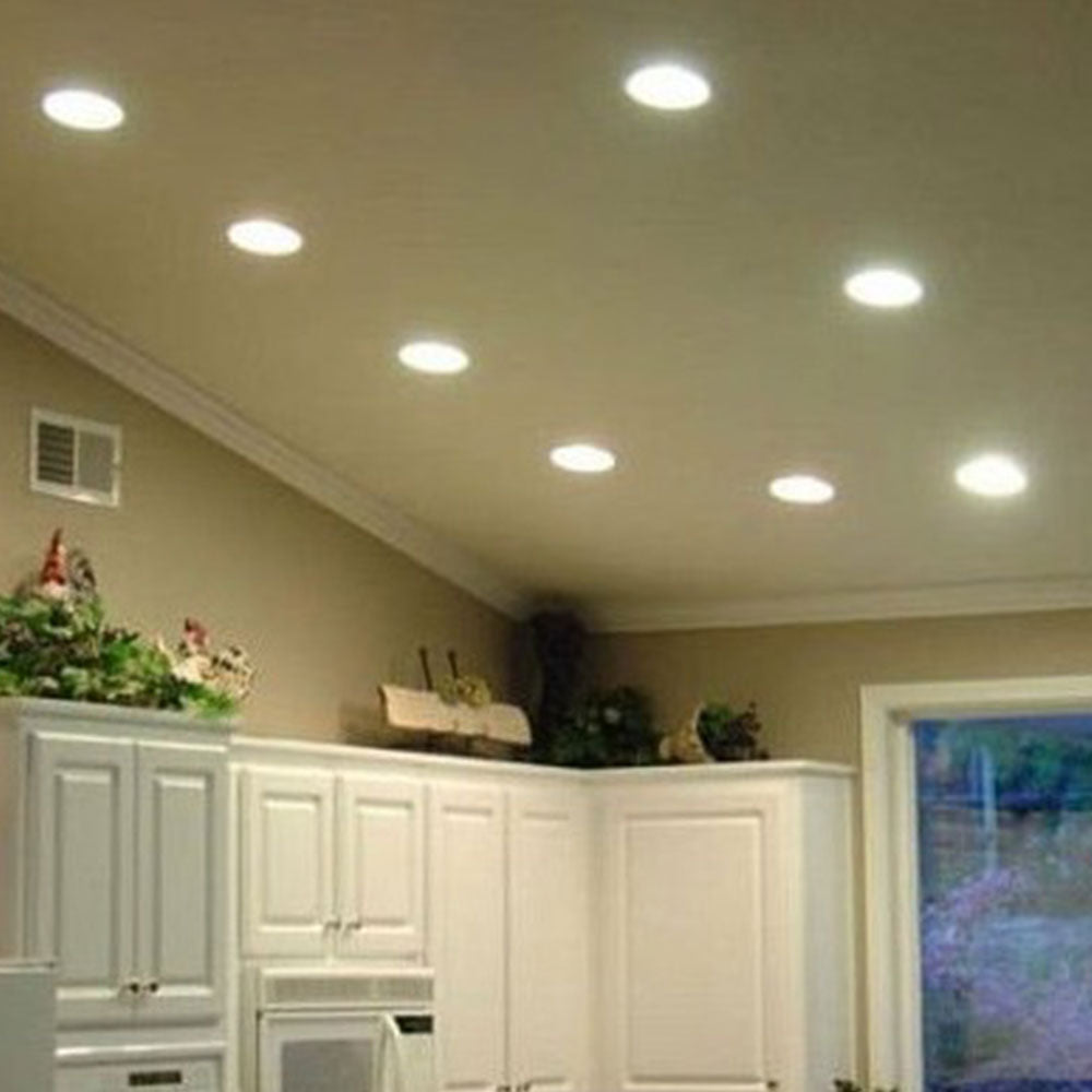 24W LED Round Recessed Ceiling Flat Panel Down Light Ultra Slim Lamp Cool White, 220mm Diameter, 30000 Hour Lifespan, Low Energy Consumption | Pack of 4 - 3000K