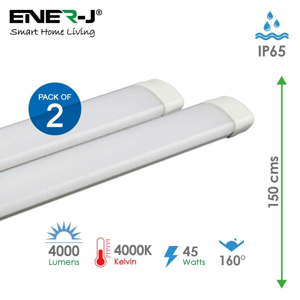 LED Triproof Batten IP65 45W 150cms 4000K (Pack of 2 units) - ENER-J Smart Home