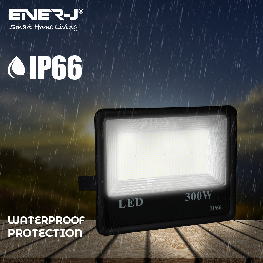 300W Outdoor LED Floodlight, 1500W Halogen Equiv Work Lights, Waterproof IP66 Security Super Bright Light 30000Lm, 6000K for Garage, Garden etc