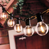 Solar String Lights Outdoor for Festive Season, 25FT 25+2 LED G40 Bulbs 4 Modes, Garden String Festoon Lights, Patio Lights IP64 Waterproof for Bistro, Balcony, Parties