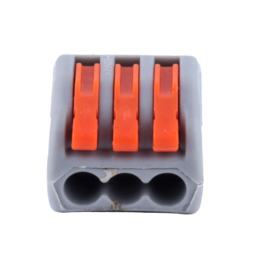 3 Wire Block 3-Way Spring Terminal Block Reusable Electric Cable Wire Connector 100