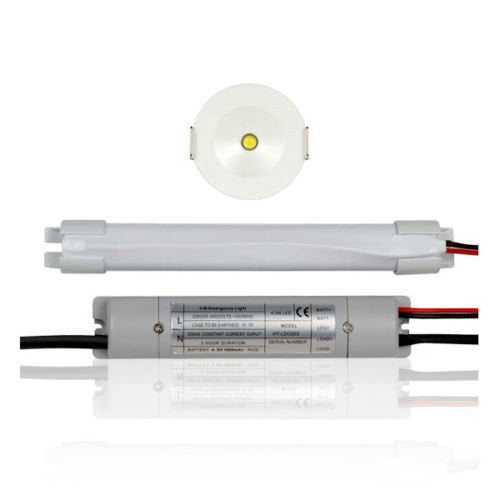 3W LED Non-Maintained Emergency Downlight 5500k Daylight White, IP20 Rated, 33-35mm Cut out, 3Hr Emergency Duration, White Rim - Pack of 2