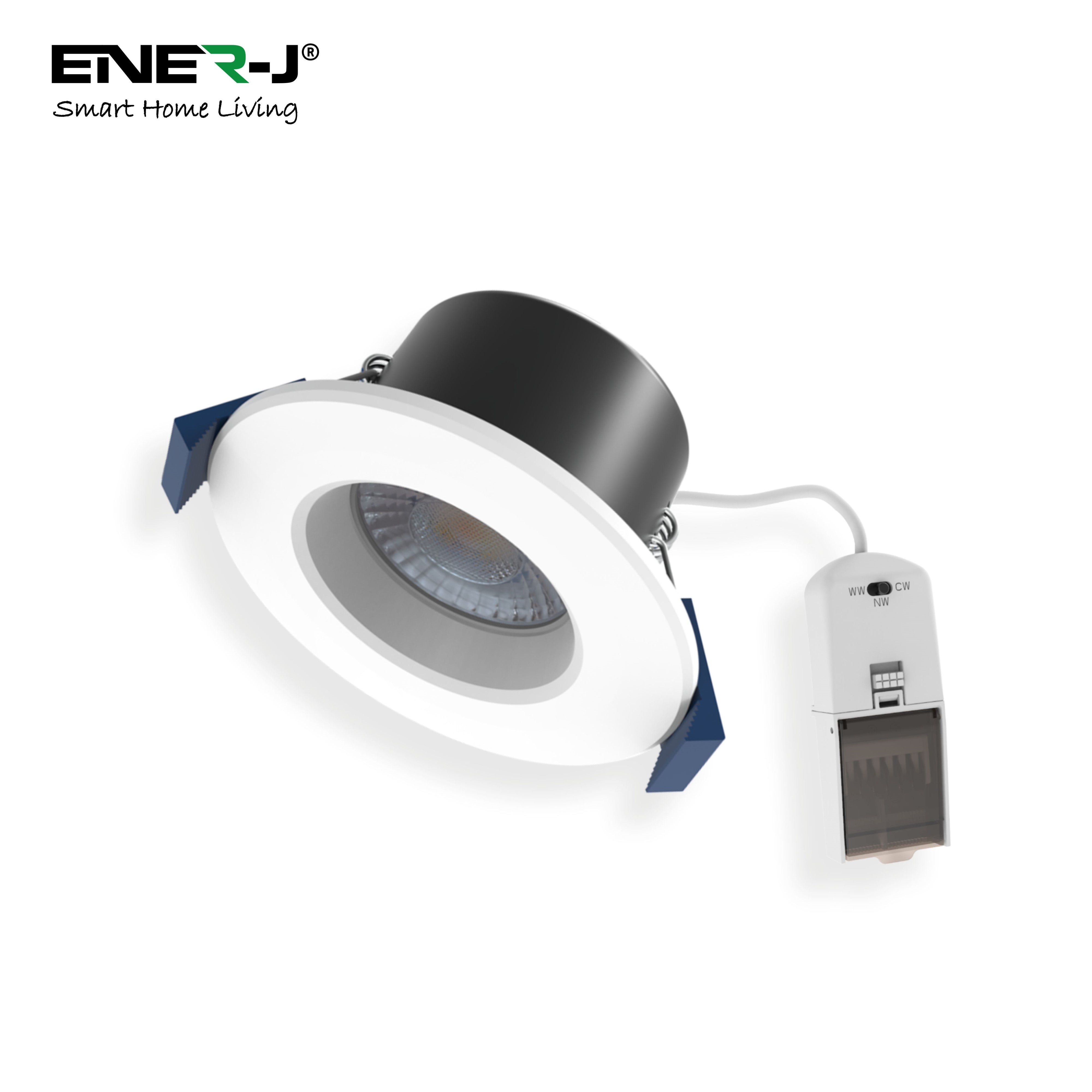 Colour Switching Fire Rated LED Downlight 70mm Cut-Out 8W (60W Equivalent) 3000K-4000K-6000K 880lm Dimmable 60 Deg Beam Angle. With Easy Loop in Loop Out Terminals