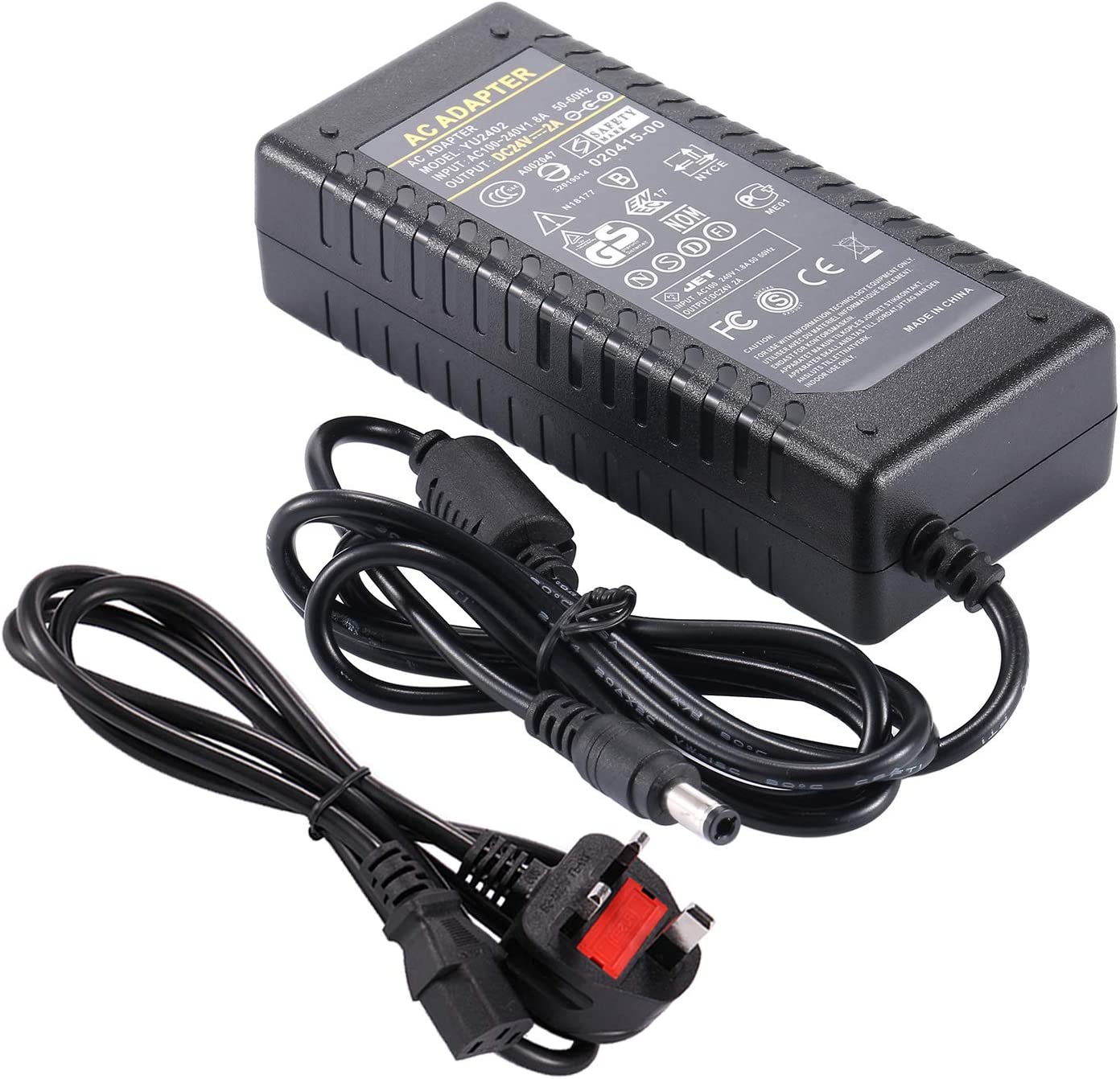 24V 2A Power Supply, AC DC 24V 48W Switching Power Adapter Supply with UK Power Cord