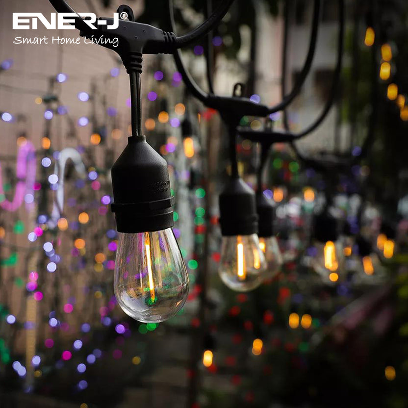 Ener-J 100ft LED String Light Kit | 30 x 1W Vintage Filament Bulbs