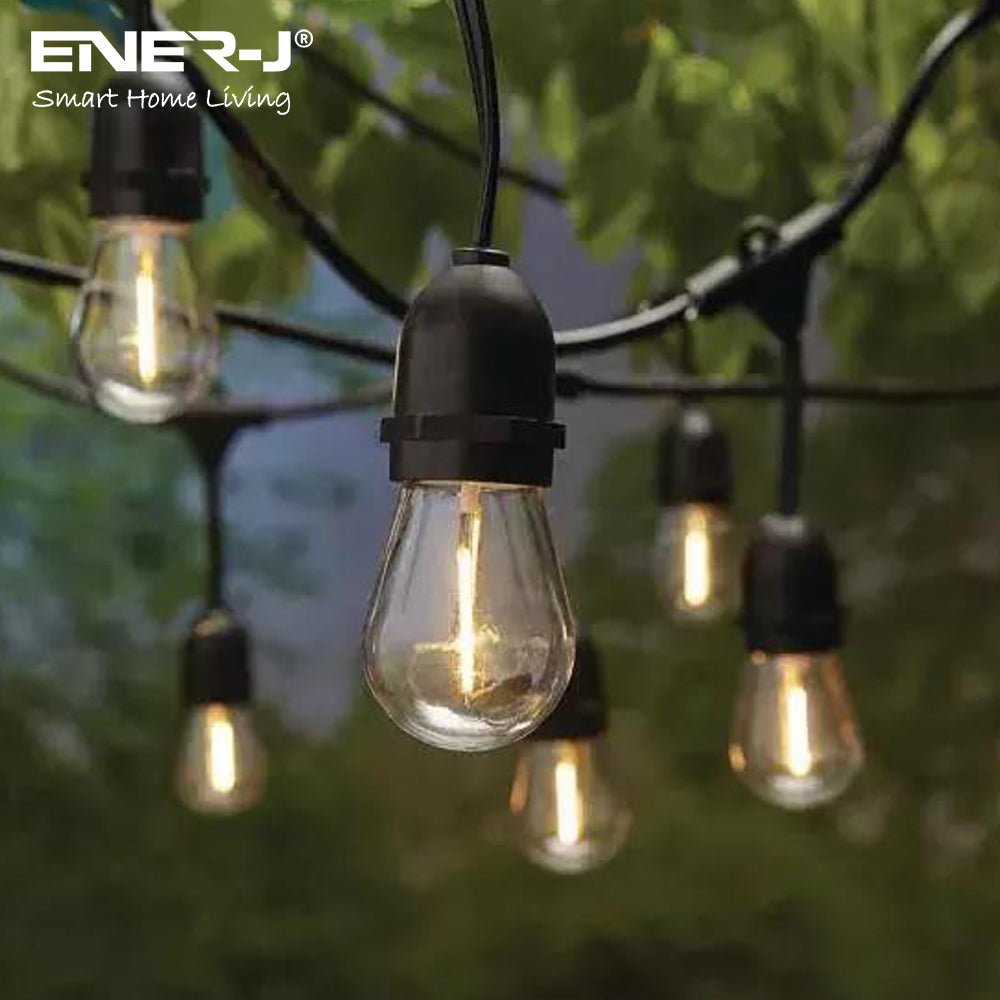 Ener-J 100ft LED Filament String Light Kit, 30 x 1W Vintage LED Bulbs, IP65 Waterproof, 30m Length
