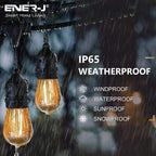 Ener-J 100ft LED Filament String Light Kit, 30 x 1W Vintage LED Bulbs, IP65 Waterproof, 30m Length