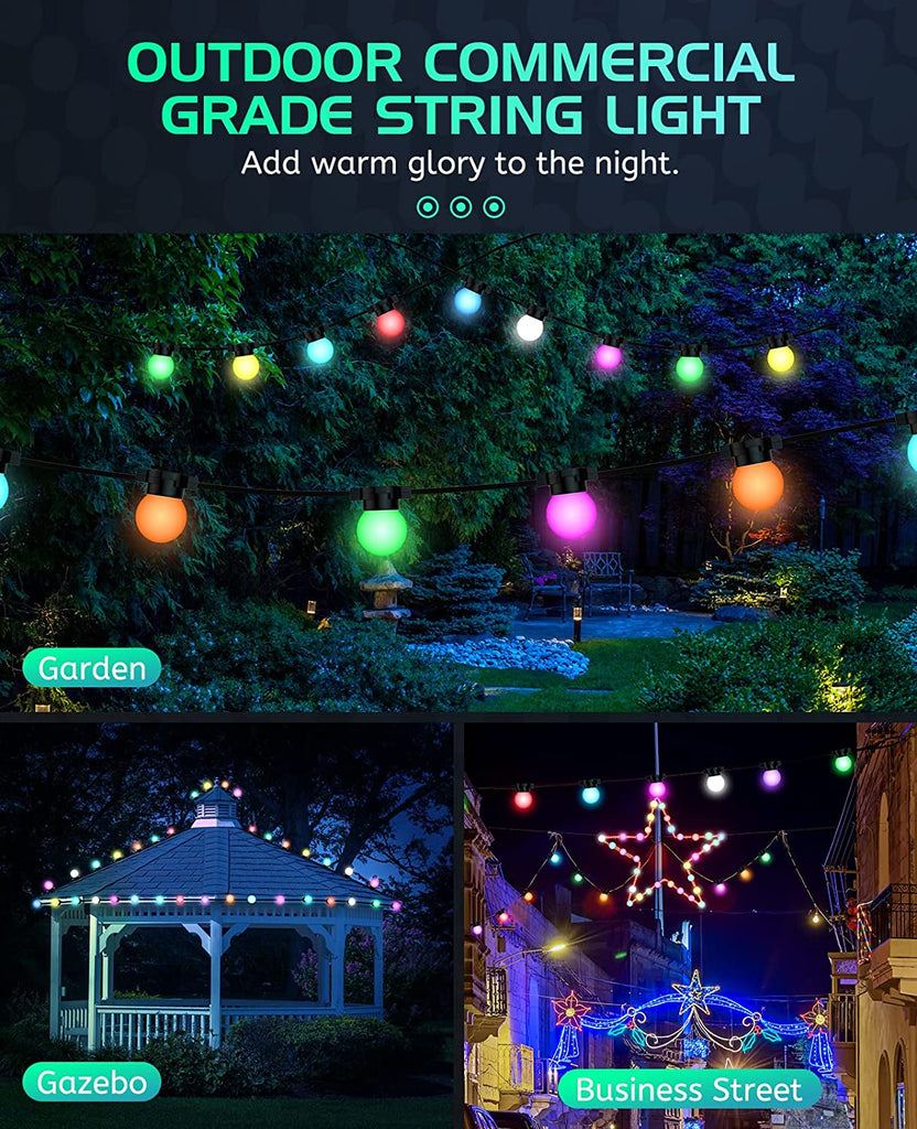 10+3m RGB LED Outdoor Garden Festoon Lights with IR Remote and UK Plug ...
