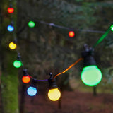 10+3 Meters Festoon Lights Outdoor, Hanging or Affixing 13 meters 20 Bulbs String Lights with IR remote, Plug & Play Power Supply, Shatterproof Fairy Lights for Gazebo Garden Party Wedding Café Decor (Multicolour)
