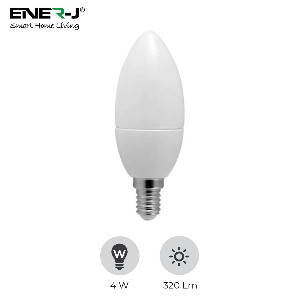 Pack of 10, C37 4W E14 Small Edison Screw LED Candle Bulbs, 40Watt Incandescent Bulb Equivalent, Day White 320lm, Non Dimmable, Candle Light Bulbs